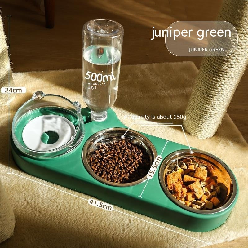 Cat Food Holder with Automatic Water